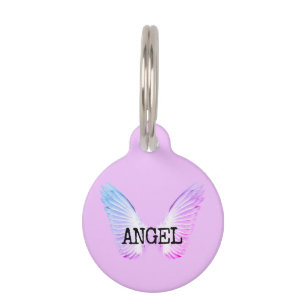 Placa Para Mascotas Ángel púrpura