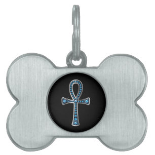 Placa Para Mascotas Anhk egipcio con Aquamarine