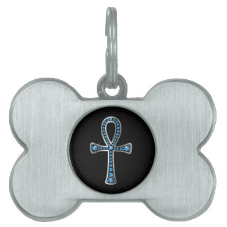 Placa Para Mascotas Anhk egipcio con Aquamarine