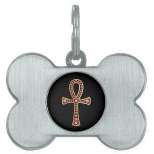 Placa Para Mascotas Anhk egipcio con rubíes