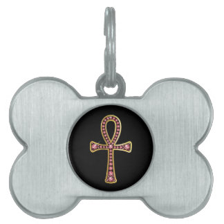Placa Para Mascotas Anhk egipcio con rubíes