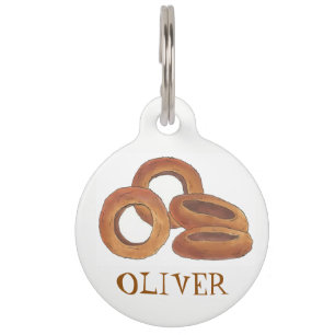 Placa Para Mascotas Anillos de cebolla personalizados Comida chatarra 