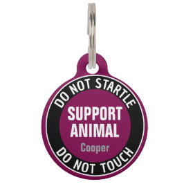 Placa Para Mascotas Animal de Apoyo NO ASUSTAR NI TOCAR Texto Personal