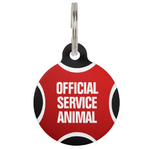 Placa Para Mascotas Animal de Servicio Oficial Rojo