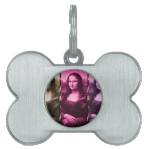 Placa Para Mascotas Animal Mona Lisa Imprimir Chocolate Púrpura Rosa