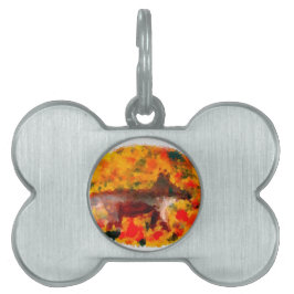 Placa Para Mascotas Animal salvaje de Fox de otoño