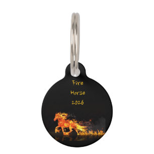 Placa Para Mascotas Año del Caballo 2026 (Caballo de Fuego}