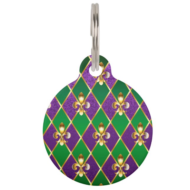Placa Para Mascotas Antecedentes de joyas Mardi Gras (Anverso)