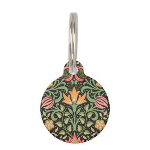 Placa Para Mascotas Antigüedad floral persa William Morris