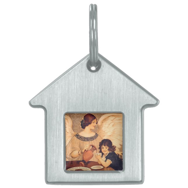 Placa Para Mascotas Antigüedad francesa de Chocolate Angel (Frente)