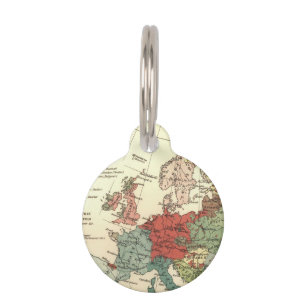 Placa Para Mascotas Antigüedad mundial de los países del mapa de Europ
