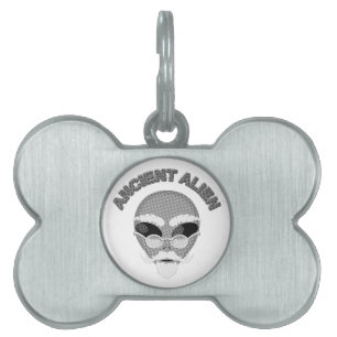 Placa Para Mascotas Antiguo periódico Alien Head