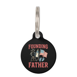 Placa Para Mascotas Anuncio de Embarazo del Padre Fundador Retro 4to
