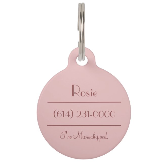 Placa Para Mascotas Apoyo emocional Animal Simple Rosa Gold (Anverso)