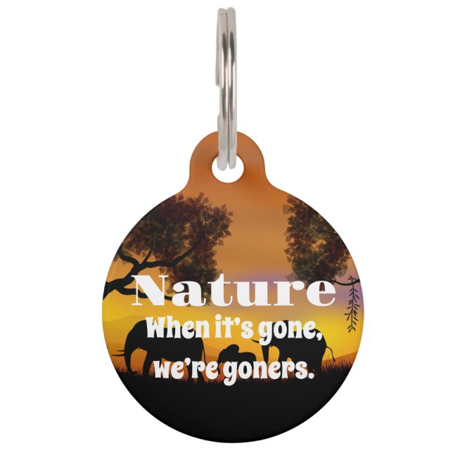 Placa Para Mascotas Apreciar la naturaleza y los elefantes (Anverso)