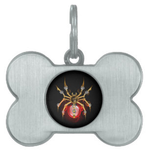 Placa Para Mascotas Araña de vapor sobre negro