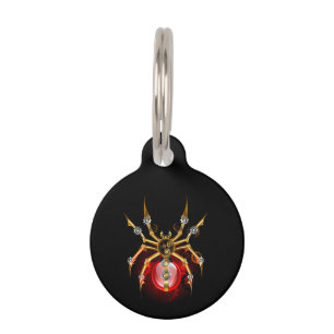 Placa Para Mascotas Araña de vapor sobre negro