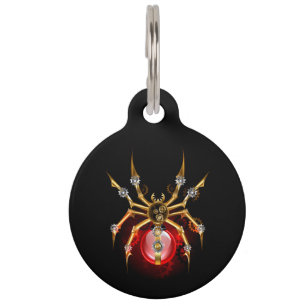 Placa Para Mascotas Araña de vapor sobre negro