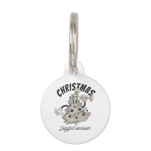Placa Para Mascotas Árbol de Navidad Alegre Temporada 