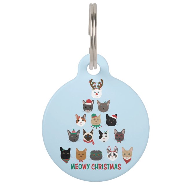 Placa Para Mascotas Árbol de Navidad de gato (Anverso)