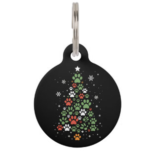 Placa Para Mascotas Árbol de Navidad de la pata de la mascota Gatos Am