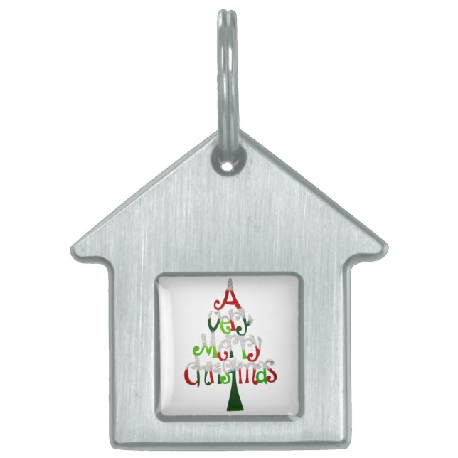 Placa Para Mascotas Árbol de Navidad muy alegre (Frente)