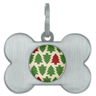 Placa Para Mascotas Árboles de Navidad Patrón Navideño