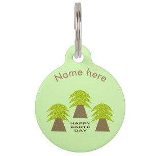 Placa Para Mascotas Árboles del Día de la Tierra Personalizados