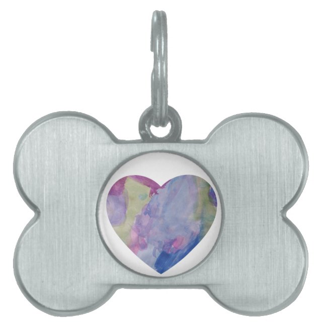 Placa Para Mascotas arco iris cardíaco (Frente)