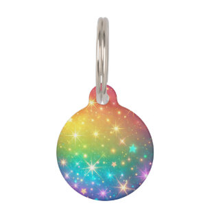 Placa Para Mascotas Arcoíris colorido estrella espacio