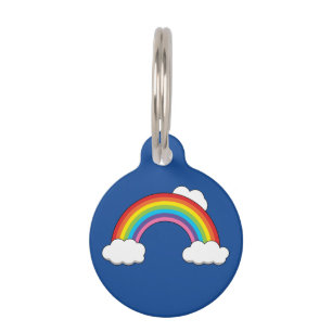 Placa Para Mascotas Arcoiris con nubes blancas   Personalizar