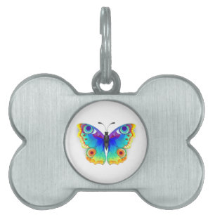 Placa Para Mascotas Arcoiris mariposa Peacock Eye