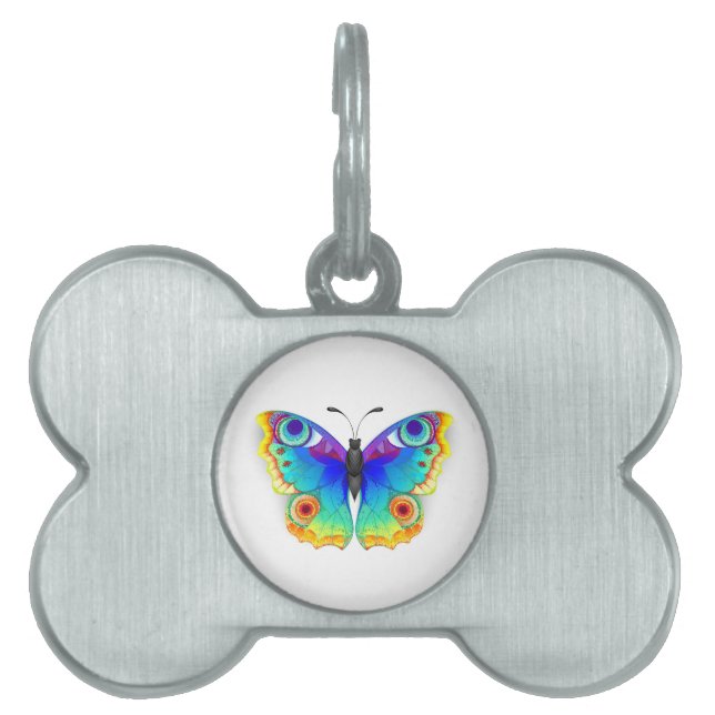 Placa Para Mascotas Arcoiris mariposa Peacock Eye (Frente)