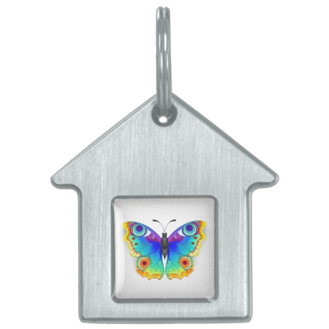 Placa Para Mascotas Arcoiris mariposa Peacock Eye (Frente)