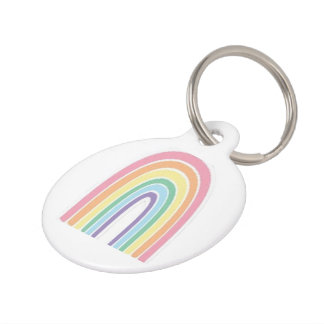 Placa Para Mascotas Arcoiris pastel
