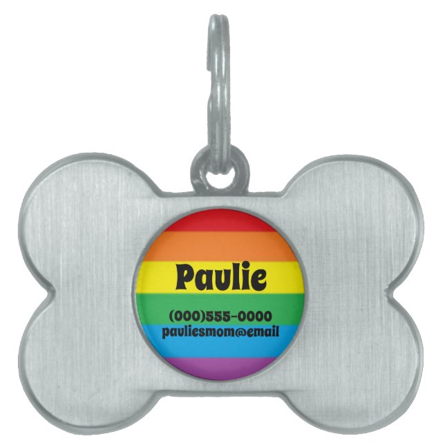 Placa Para Mascotas Arcoiris personalizado (Frente)