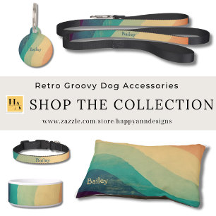 Placa Para Mascotas Arcoíris Retro Groovy Personalizado