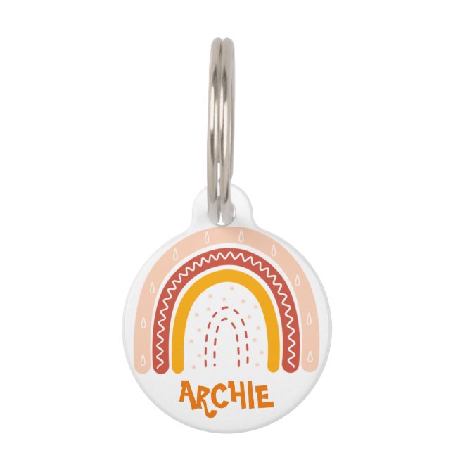 PLACA PARA MASCOTAS ARCOÍRIS SIMPLE BOHO LINDO PARA PERRO MACHO (Anverso)
