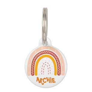 PLACA PARA MASCOTAS ARCOÍRIS SIMPLE BOHO LINDOS PARA PERRO MACHO
