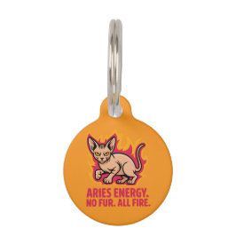 Placa Para Mascotas Aries Energy Sphynx Cat Fire Illustration