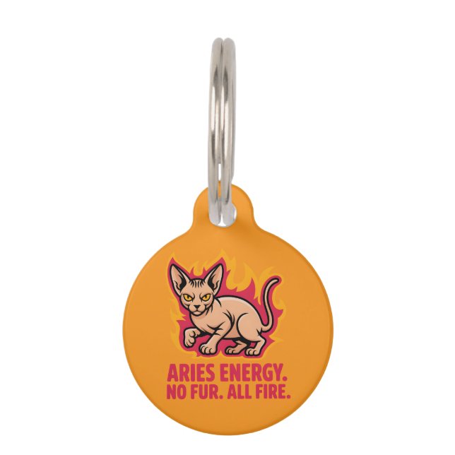 Placa Para Mascotas Aries Energy Sphynx Cat Fire Illustration (Anverso)