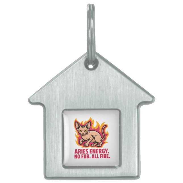 Placa Para Mascotas Aries Energy Sphynx Cat Fire Illustration (Frente)