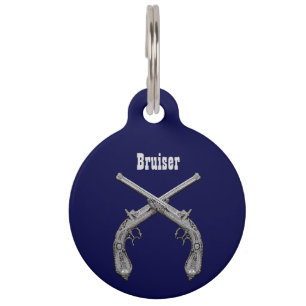 Placa Para Mascotas Armada de Pistolas Cruzadas