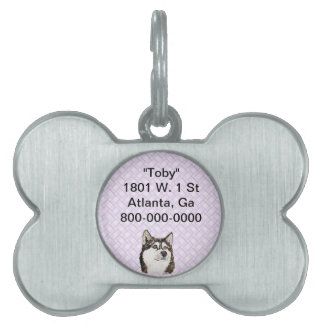 Placa Para Mascotas Armadura de Lavendar del Malamute de Alaska