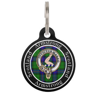 Placa Para Mascotas Armstrong Clan Badge & Tartan Personalizado People