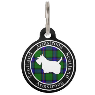 Placa Para Mascotas Armstrong Tartan & Scottie Dog Personalizado
