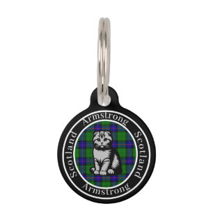 Placa Para Mascotas Armstrong Tartan & Scottish Kitty Personalizado