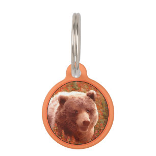 Placa Para Mascotas Aroma de oso pardo pintado con fuego de marihuana