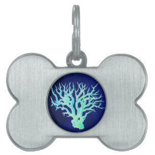 Placa Para Mascotas Arrecife de coral azul de la playa de moda costera