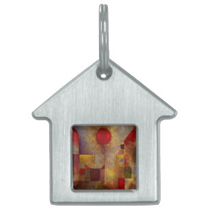 Placa Para Mascotas Arte abstracto colorido globo rojo Paul Klee 